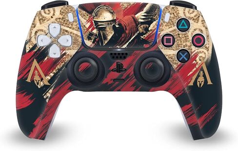 تصاميم القضية الرئيسية مرخصة رسميا Assassin's Creed Alexios مع Spear Odyssey Artsey Artsey Vinyl Gaming Skin Mecal متوافق مع PlayStation 5 PS5 Pro Digital Edition Console & Dualsense Controller in Kuwait