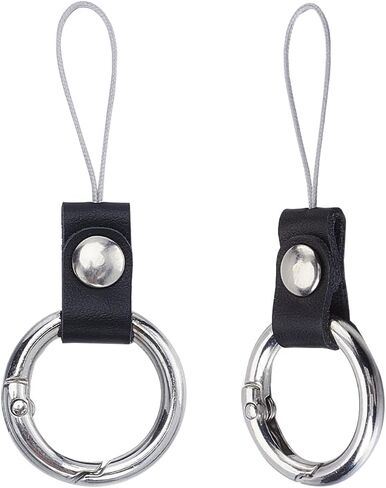 GORGECRAFT 2PCS Keyring with Strap Short Lanyard Black Cell Phone Finger Ring Phone Charms Grip Holders Finger Ring Strap Kickstand for Small Electronic Devices USB Flash Drive MP3 Player Keys ID Card in Kuwait