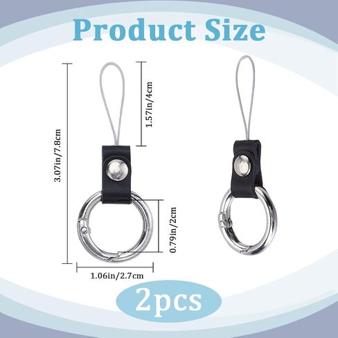 GORGECRAFT 2PCS Keyring with Strap Short Lanyard Black Cell Phone Finger Ring Phone Charms Grip Holders Finger Ring Strap Kickstand for Small Electronic Devices USB Flash Drive MP3 Player Keys ID Card in Kuwait