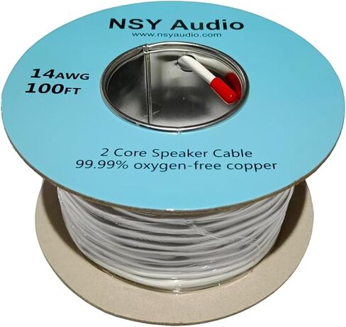 Speaker Wire, Oxygen-Free Copper (OFC) Braided Audio Cable for Home Theater, Surround Sound, Car Stereo, Subwoofer, CL2 Rated, 99.9% Pure Copper, 16-Gauge, 50 feet in Kuwait