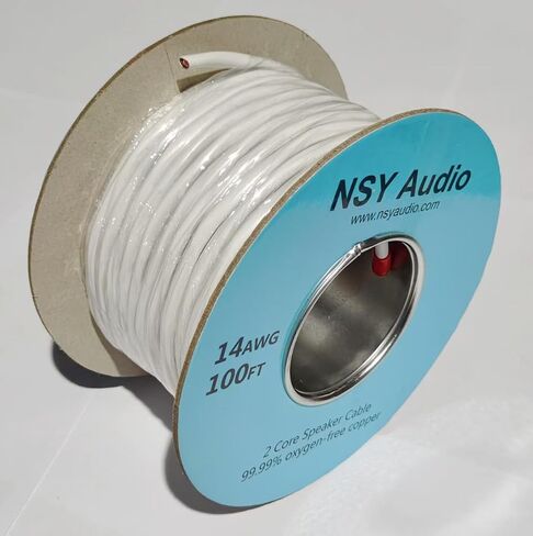 Speaker Wire, Oxygen-Free Copper (OFC) Braided Audio Cable for Home Theater, Surround Sound, Car Stereo, Subwoofer, CL2 Rated, 99.9% Pure Copper, 16-Gauge, 50 feet in Kuwait