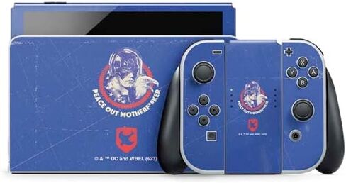 Skinit Decal Gaming Skin Compatible with Nintendo Switch OLED (2021) - Officially Licensed DC Comics Peacemaker Collage Design in Saudi Arabia