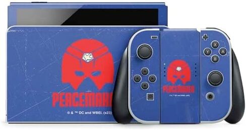 Skinit Decal Gaming Skin Compatible with Nintendo Switch OLED (2021) - Officially Licensed DC Comics Peacemaker Collage Design in Saudi Arabia