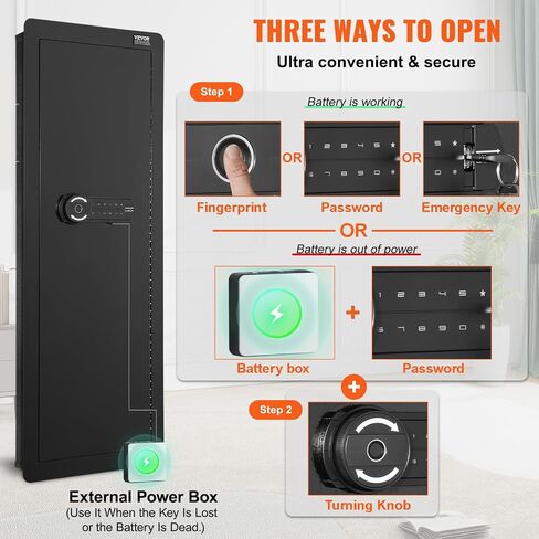 Vevor 42.91 "Gun Gun Gun Safe ، بندقية مخفية ذات 4 مستويات مع لوحة مفاتيح وبصمة ، 3 أرفف قابلة للإزالة و 6 حاملين رئيسيين ، Q235 الصلب المولود البارد مع ضوء LED ، إنذار الاهتزاز ، الحافظة والأسهم in Saudi Arabia