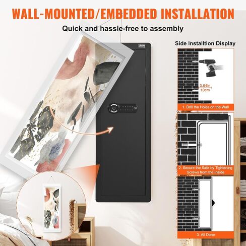 Vevor 42.91 "Gun Gun Gun Safe ، بندقية مخفية ذات 4 مستويات مع لوحة مفاتيح وبصمة ، 3 أرفف قابلة للإزالة و 6 حاملين رئيسيين ، Q235 الصلب المولود البارد مع ضوء LED ، إنذار الاهتزاز ، الحافظة والأسهم in Saudi Arabia