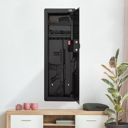 Vevor 42.91 "Gun Gun Gun Safe ، بندقية مخفية ذات 4 مستويات مع لوحة مفاتيح وبصمة ، 3 أرفف قابلة للإزالة و 6 حاملين رئيسيين ، Q235 الصلب المولود البارد مع ضوء LED ، إنذار الاهتزاز ، الحافظة والأسهم in Saudi Arabia