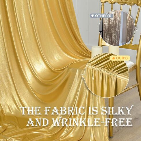 10ft x 10ft Gold Sequin Backdrop Curtain for Parties, Wrinkle Free Thick Glitter Photo Backdrop Drapes 2 Panels 5x10FT Back Drop Cloth Shiny Fabric for Wedding Birthday Photography Background in Kuwait