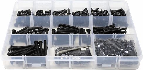 Iexcell 450 قطعة M4 × 6/8/10/12/16/20/25/30/35/40 سبيكة فولاذية 10.9 درجة مقبس سداسي الشكل وزر غطاء رأس ومسامير وصواميل ومجموعة متنوعة من المسامير، لمسة نهائية من أكسيد الأسود in Kuwait