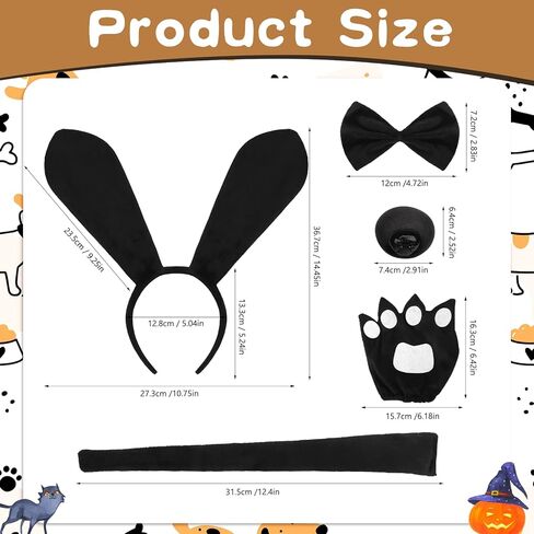 15 Pieces Puppy Dog Costume Set Dog Ear Headband, Bow Tie, Tail, Fake Nose and Puppy Paw Gloves Animal Costume Accessories for Halloween Cosplay Costume Dress Up Party Decoration in Saudi Arabia