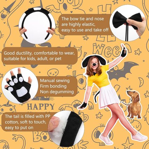 15 Pieces Puppy Dog Costume Set Dog Ear Headband, Bow Tie, Tail, Fake Nose and Puppy Paw Gloves Animal Costume Accessories for Halloween Cosplay Costume Dress Up Party Decoration in Saudi Arabia