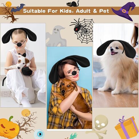 15 Pieces Puppy Dog Costume Set Dog Ear Headband, Bow Tie, Tail, Fake Nose and Puppy Paw Gloves Animal Costume Accessories for Halloween Cosplay Costume Dress Up Party Decoration in Saudi Arabia