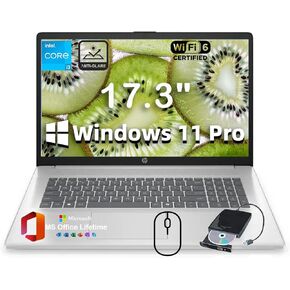 HP 2025 Laptop for Business and Students, 17.3" HD+ Anti-Glare Display, w/Office Lifetime & External DVD Drive, Intel (8-Core) i3 - N305, Win 11 Pro, Wi-Fi 6, Copilot AI, 32GB RAM, 2TB SSD