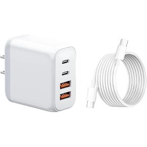 USB C Charger, 4-in-1 Fast Charge Block, Wall Dual Port Power Adapter, USB Power Cube for iPhone 16 15 14 13 12 11 Pro Max XS, iPad, Tablet