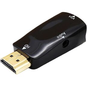 HDMI-Compatible to Adapter Converter, with 3.5mm Cable Video Ja-ck, Full HD PC Laptops for P;S/4 TV Box to Projector(White with Cable)