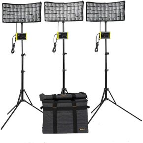 Ikan Canvas Rectangular Bi-Color 2800K-6500K Bendable LED Light Panel, Lightweight, Bi-Color Adjustable, Soft Box/Egg Crate Included (CB8) - Black