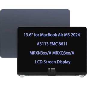 Screen Replacement 13.6" for MacBook Air M3 2024 A3113 EMC 8611 LCD Screen Display Complete Top Assembly MRXN3xx/A MRXQ3xx/A (Midnight/Blue)