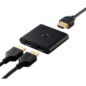 Elecom DH-SW4KBD21BK/E HDMI Switcher, 4K 60Hz, 2 Input, 1 Output, Bi-Directional, Thin (0.5 inches (12 mm), Splitter Device, PS5/4, Nintendo Switch, Fire TV Stick, Etc