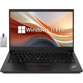 Lenovo Thinkpad E14 14" FHD Business Laptop, AMD Ryzen 7 5700U, 16GB RAM, 512GB SSD, AMD Radeon Graphics, 720p HD Camera, Windows 11 Pro, Black, 32GB Hotface USB Card