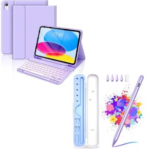 FUWANG Keyboard Case for iPad A16 11-inch 11th Generation 2025 & 10th Generation 10.9 inch 2022 Bundle with Stylus Pen for iPad A16/10th/9th Generation