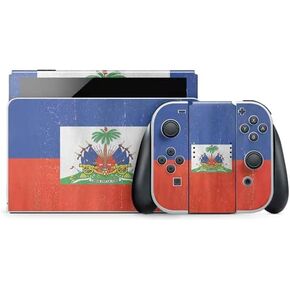 Skinit Decal Gaming Skin Compatible with Nintendo Switch OLED (2021) - Jamaican Flag Dark Wood Design