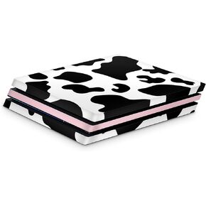ZOOMHITSKINS PS4 Pro Skin, Compatible for Playstation 4 Pro, Cows Pink Dairy Cow Milk Farm Cute Moo Black White, 1 PS4 Pro Console Skin, Easy to Install, Durable & Fit 3M Vinyl, Made in The USA