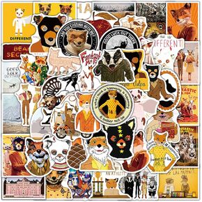 50pcs Cool Mr.Fox Stickers Funny Cartoon Movie Stickers for Teens Laptops,Waterproof Vinyl Decals for Adult Water Bottle Skateboard Journal Bumper Luggage Phone