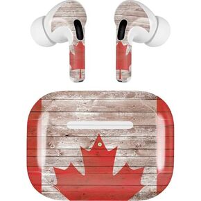 Skinit Decal Audio Skin Compatible with Apple AirPods Pro (2rd Gen, 2022) - Skinit Originally Designed Canadian Flag Dark Wood Design