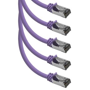 [50 Micron Gold Plated 0.5Ft Cat.8 S/FTP SHIELDED Ethernet Network Cable Black 26AWG- 10 Pack