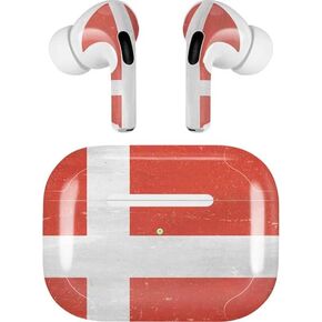 Skinit Decal Audio Skin Compatible with Apple AirPods Pro (2rd Gen, 2022) - Skinit Originally Designed Denmark Flag Distressed Design