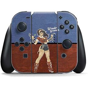 Skinit Decal Gaming Skin Compatible with Nintendo Switch (2017-2021) Joy-Con Controller - Officially Licensed DC Comics Wonder Woman DC Bombshells Characters Pattern Design