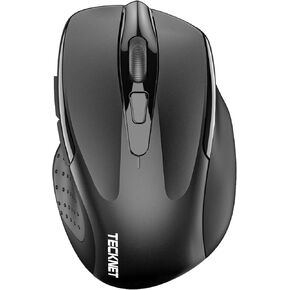 TECKNET Wireless Mouse (2.4G & BT5.0/3.0) Silent 4800 DPI 6-Button Bluetooth & USB A Mouse - Wide Compatibility - Black