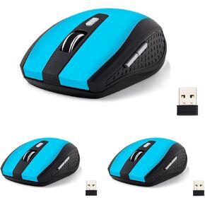 3 Pack Wireless Mouse, 2.4Ghz Wireless Mouse Computer Mouse1200, 6 Buttons with Nano Receiver for Laptop,PC,Chromebook,Computer,Notebook,Office (Blue)
