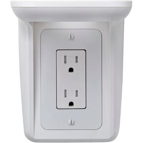 Knox Gear Multi-Purpose Outlet Wall Shelf with Built-in Cable Management (White)