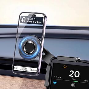 1797 Phone Mount Holder fit for Tesla Model 3 Model Y Strong Magnet Clip on Screen Car Navigation Accessories fits Magsafe and Other Phones with Magnetic Ring Rotatable Adjustable