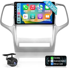 64G Car Radio for Jeep Grand Cherokee 2011-2013 9 inch IPS Touch Screen Stereo, Wireless Carplay/Android Auto/WiFi/GPS/SWC/Mirror Link/Backup Camera for Jeep Grand Cherokee 2011-2013