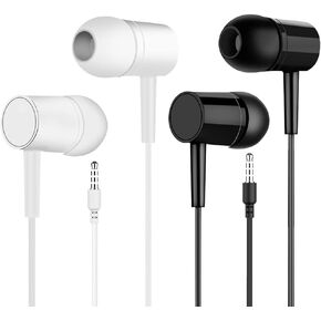 Wired Earbuds Headphones 2 Pack with Microphone, Bulk Earbuds with Noise Isolating, Fits All 3.5mm Devices