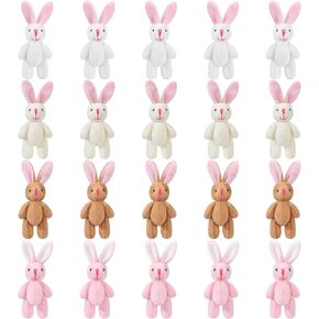 20 Pieces Mini Plush Rabbit Tiny Joint Rabbit 2.4 Inch Small Bunny Doll Soft Bunny Stuffed Animal Toys for Easter Birthday Cake Wedding Decorations Party Favors (Long Plush Style) in Kuwait