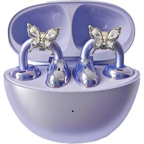 Bow Rhinestone for Clip on Earbuds Open Ear Accessories, Elegant Zirconia Decorative Earphone Accessories, Removable Exquisite DIY Decoration (Butterfly)