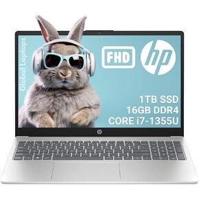 HP 15.6 بوصة كمبيوتر محمول من Windows المحمول مع حافة الدقيقة الكاملة HD IPS مكافحة Glare DisplayIntel Core I7-1355U 16GB RAM 1TB SSD Windows 11 Home Natural Silver 15-FD0182WM