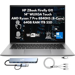 HP ZBook Firefly G11 AI Ready Business Laptop 2025, 14" WUXGA Touchscreen, 8-Core AMD Ryzen 7 Pro 8840HS, 32GB DDR5 RAM, 1TB SSD, Fingerprint Reader, IR Cam, Wi-Fi 6E, Copilot Windows 11 Pro