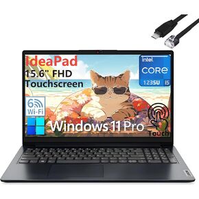Lenovo Ideapad Laptop, 15.6" Touchscreen FHD Laptop, Intel 10-Core i5-1235U (Beat i7-1195G7), 40GB DDR4 RAM, 1TB PCIe SSD, WiFi 6,Abyss Blue, Windows 11 Pro S, BEF-ectoy Type-C to RJ45 Cable (Renewed)