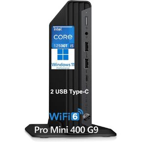 HP Pro Mini 400 G9 Business Mini Desktop Computer, Intel 6-Core i5-12500T (Beat i7-11700T), 16GB DDR4 RAM, 512GB PCIe SSD, WiFi 6, Bluetooth, 2 Type-C, HDMI, 2 DisplayPort, Windows 11 Pro(Renewed)