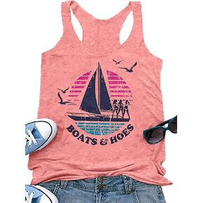 قوارب الإبحار الجرافيك تانك الأعلى المرأة مضحك أكمام أعلى الصيف عطلة سترة تي شيرت in Kuwait