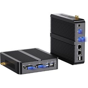 Industrial Mini PC, Fanless Desktop Computer 12th Alder Lake-N100, up to 3.4GHz, 8G DDR4, 128G NVME SSD, Windows 11 Pro, 2 x COM RS232, USB3.0, Dual LAN, 4K@60Hz 2xHDMI/DP, WiFi6, BT5.2, VESA