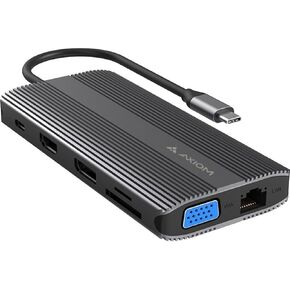 AXIOM 12N1USBCHPEV5CAXD-AX 12-in-1 MOCEMPATIBLE مع ALE USB-C إلى HDMI DP VGA RJ45 X2 USB-C X2 USB-A