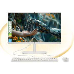 HP AI-Powered AIO Desktop| 21.5" FHD All-in-One Computer|16GB RAM| 1TB SSD & 128GB Portable SSD| Intel Celeron 2-Core CPU| Webcam|Wi-Fi 6| RJ-45| Copilot Ready|Windows 11| Keyboard & Mouse|LE Bundle