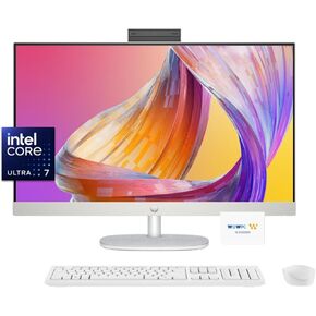 HP 27 inch All-in-One Desktop PC, Intel Core Ultra 7 Processor 155U, 1080P FHD Display, Wi-Fi 6, HDMI, USB-C, Wireless Mouse&KB, Windows 11 (32GB RAM | 1TB SSD) (Renewed)