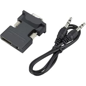 HDMI Compatible Female to Male Converter 3.5mm Cable Adapter 1080P FHD Video Output for PC TV M>oni>tor Projector(White)