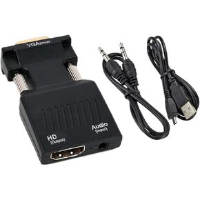 متوافق مع HDMI مع المحول مع كابل 3.5 ملم لـ P ؛ s/4 PC TV M> Oni> Tor Projector 1080p Female to HD Male Adapt (VGA to HD)
