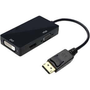 DisplayPort 1.2 to HDMI-Compatible 4K DVI 3 in 1 Cable Adapter Converter for HDTV M>oni>tor Projector for Gaming Via HD(1080P)